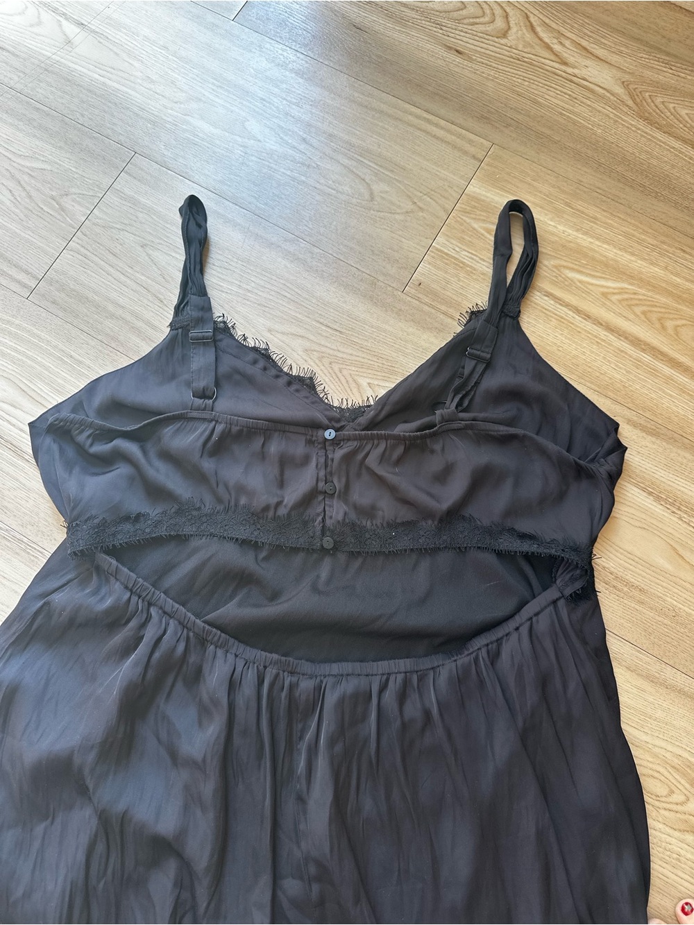 Old Navy Black Slip Chemise with Lace Trim - Picture 3 of 5